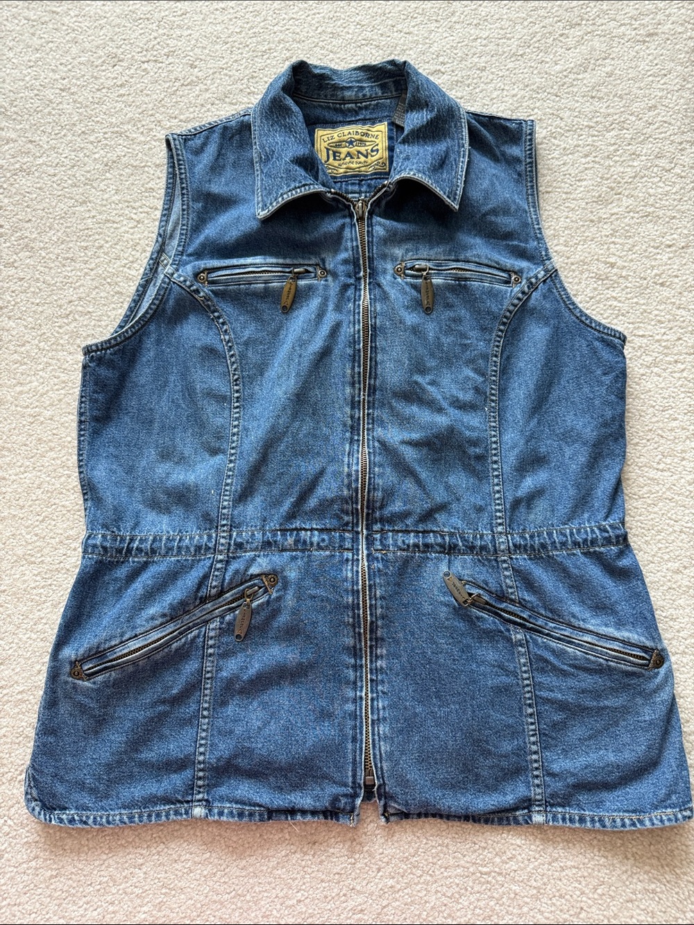 Liz Claiborne Jeans Vintage Denim Zip Vest Size S